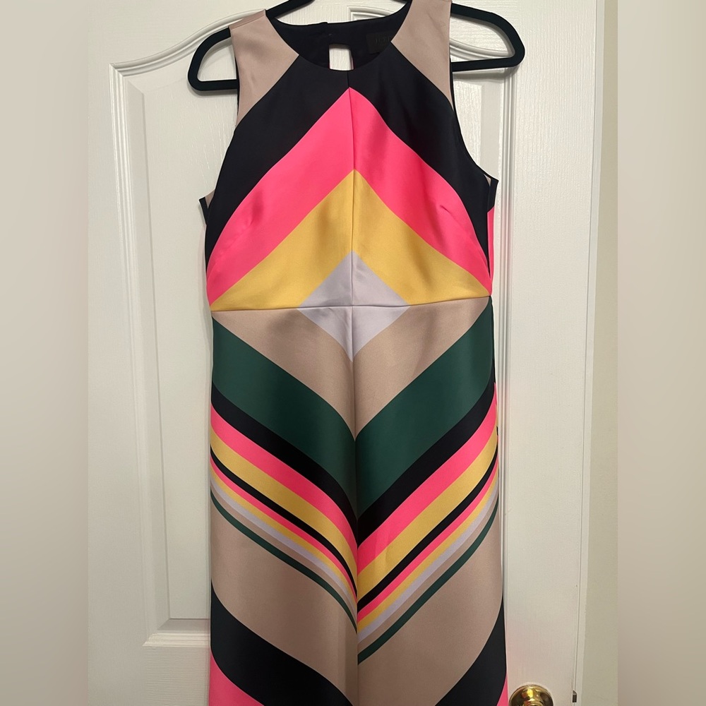 **J.Crew** Chevron Neon Satin Shift Dress